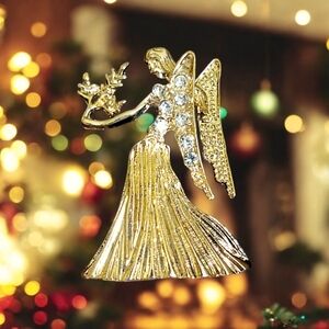 Angel With Dove Brooch